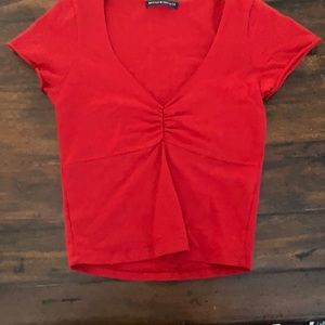Brandy Melville Red V neck crop top